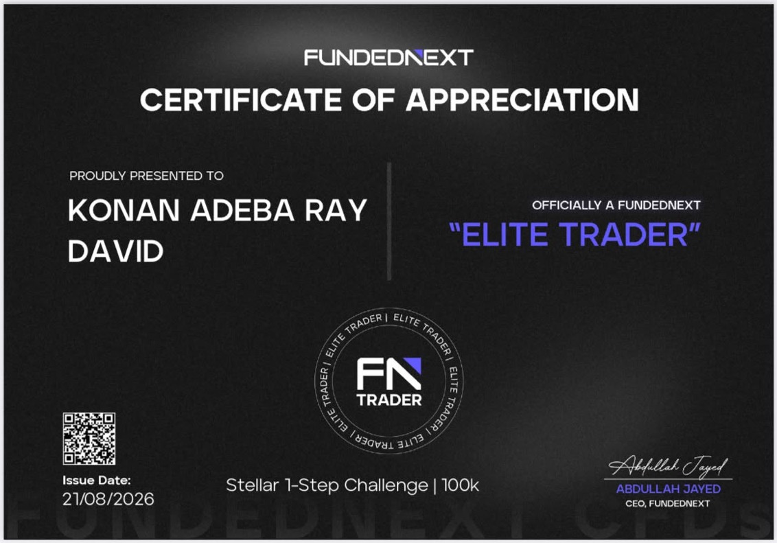 Certificat FundedNext — Elite Trader, Stellar 1-Step Challenge 100k